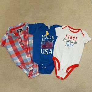 4th of July set of 3 onesies (6 months)